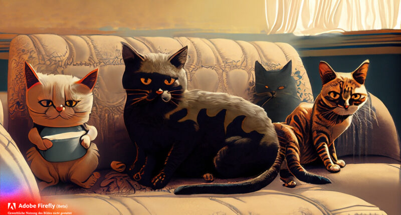 cats on sofa